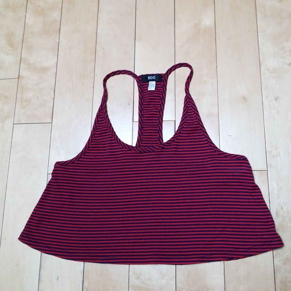 BDG Striped Red/Blue Crop Top Size Small